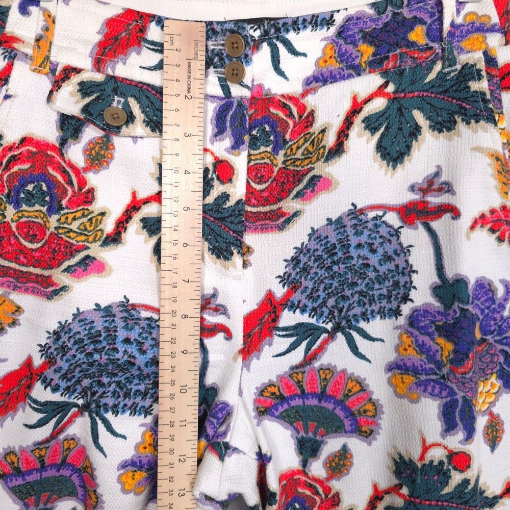 J.CREW Floral Print Cotton Pants White Pockets Straight Leg Mid Rise Size 6 - Picture 8 of 12